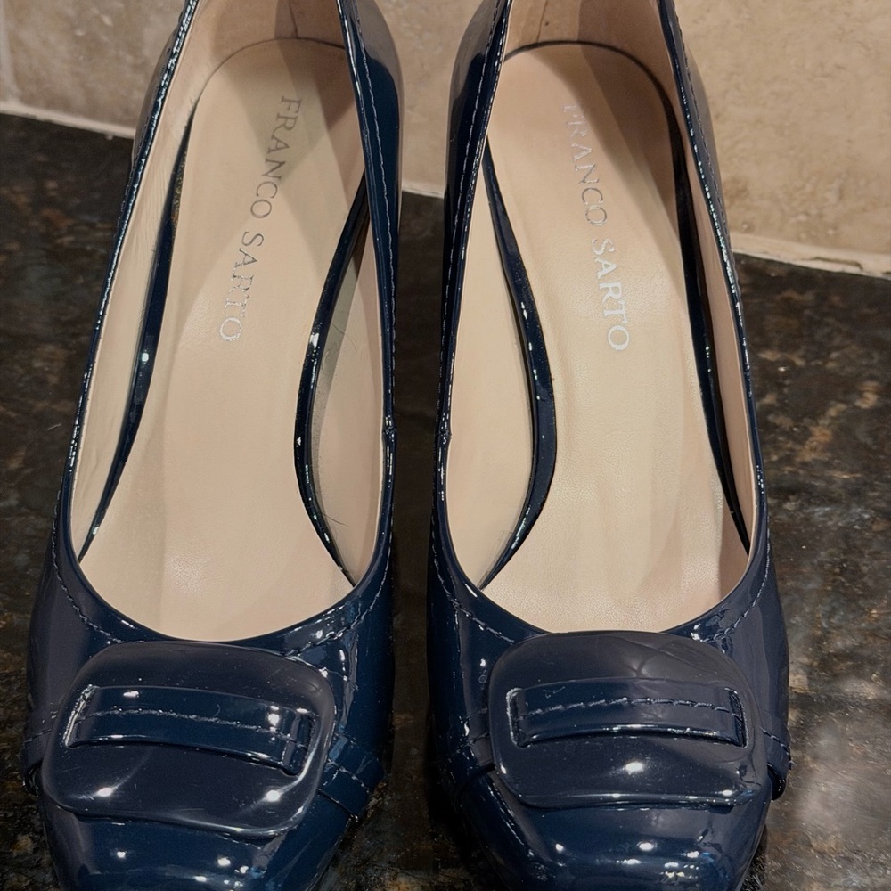 Franco Sarto Navy Patent Heels